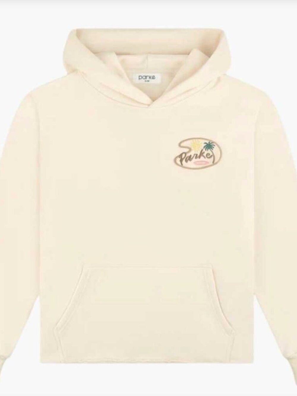 PARKE *RARE* Bay Side Miami Hoodie in Cream Coastal Raw Hem L/XL